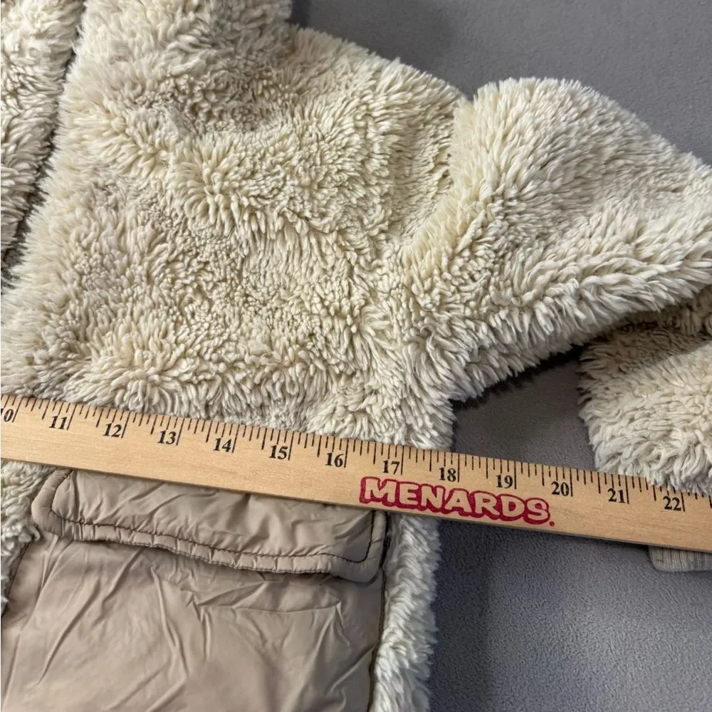 Girl Zara Cozy Cream Sherpa Jacket with Tan Pockets size 10